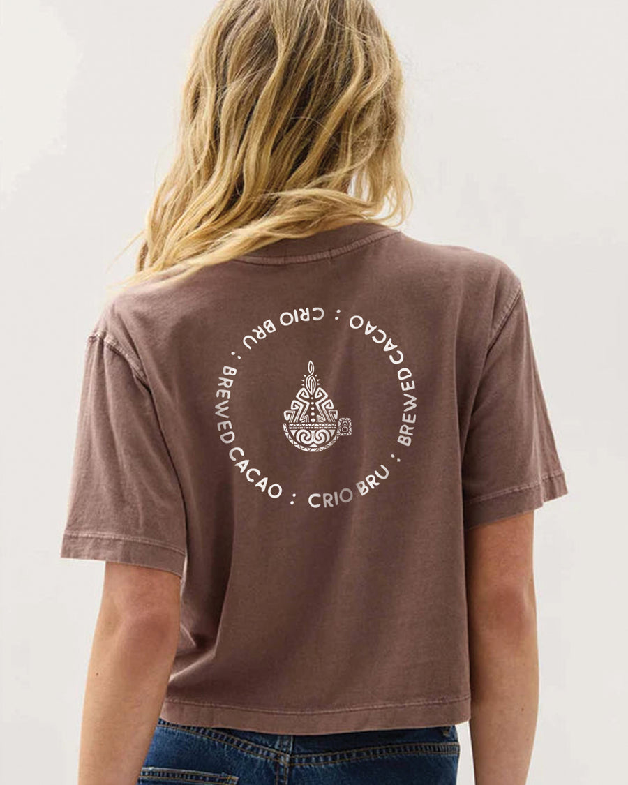 Branded Women’s Relaxed Crop Tee - Brown