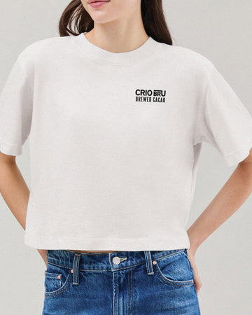 Branded Women’s Relaxed Crop Tee - White